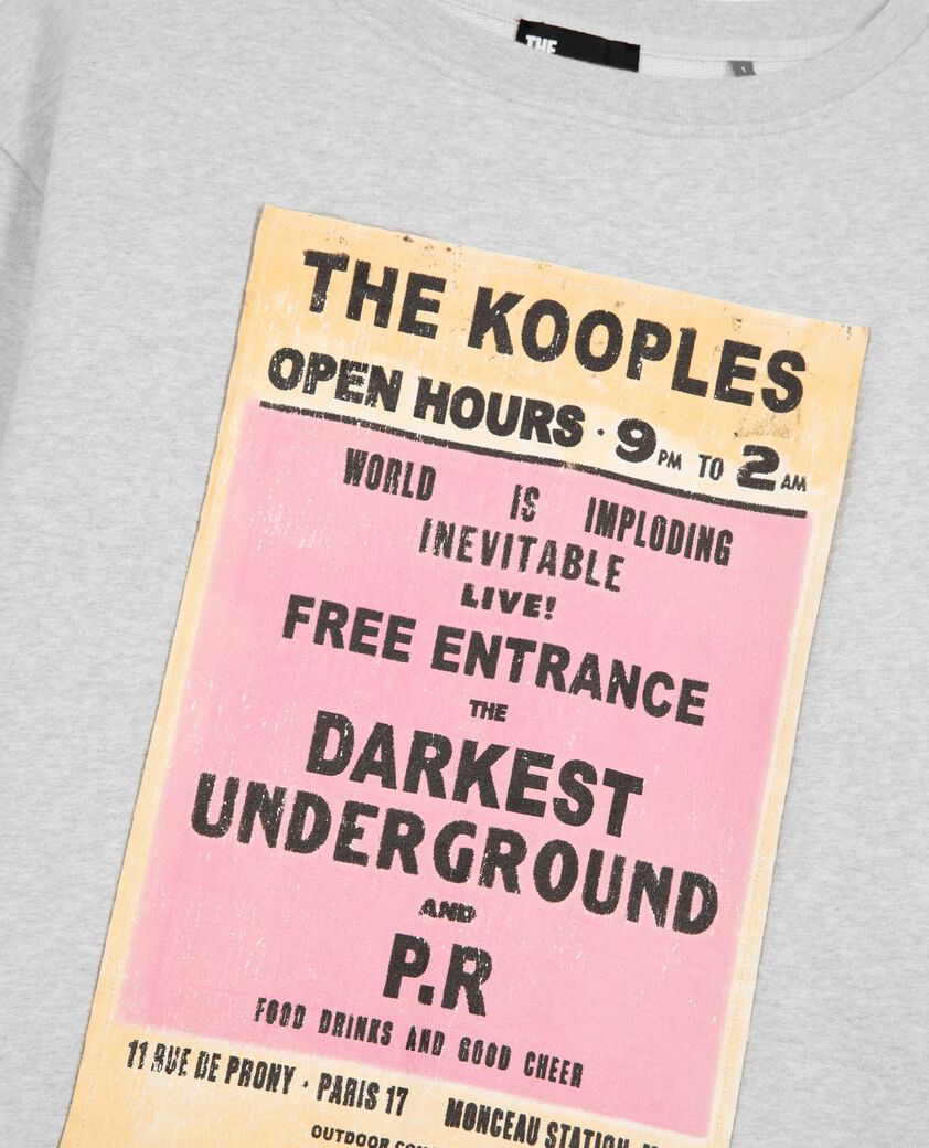 The Kooples DAMEN GREY MELANGE sweatshirt mit grauem siebdruck