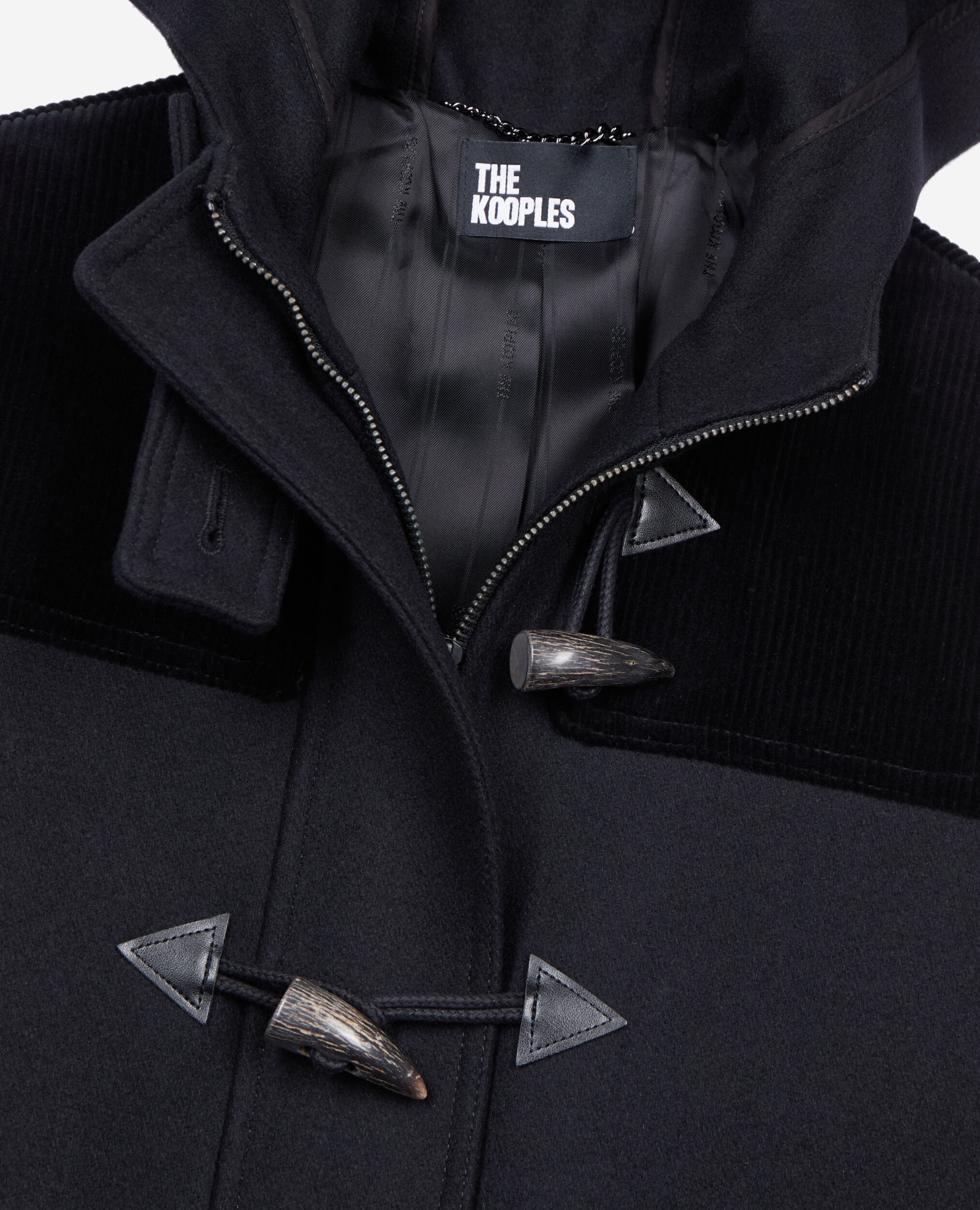 Black hooded pea coat, BLACK, hi-res image number null
