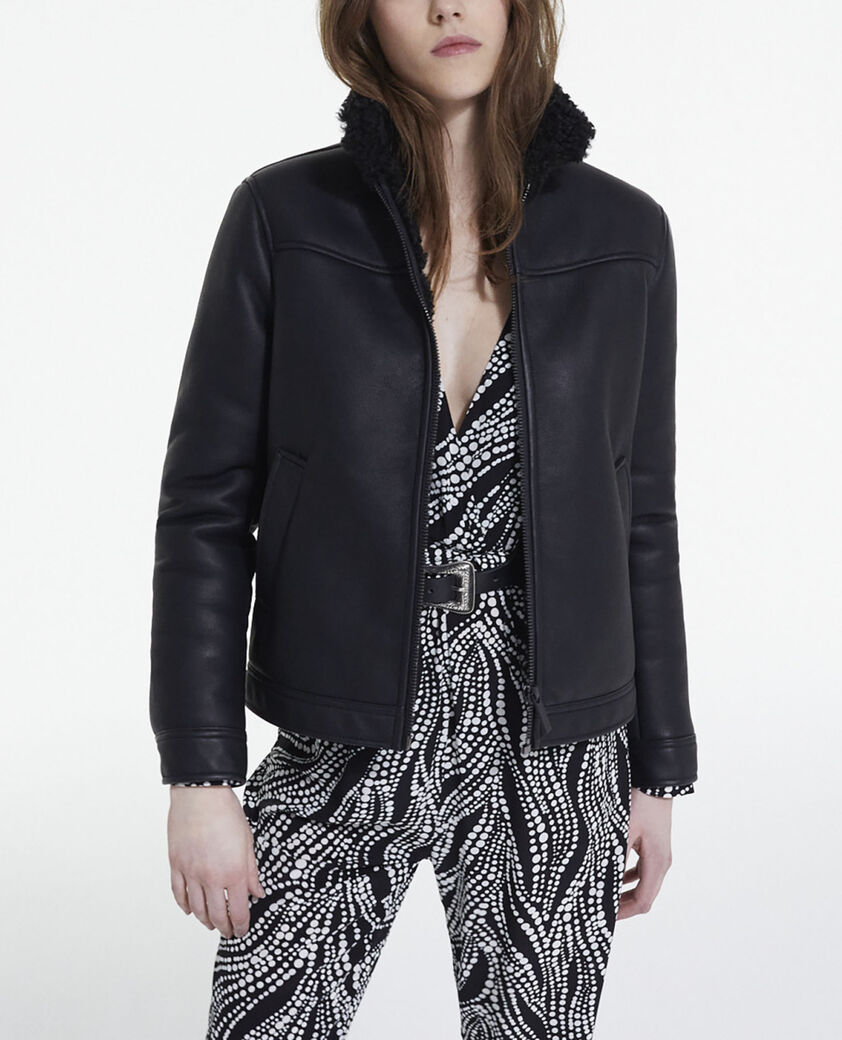 The Kooples WOMEN BLACK black faux fur coat