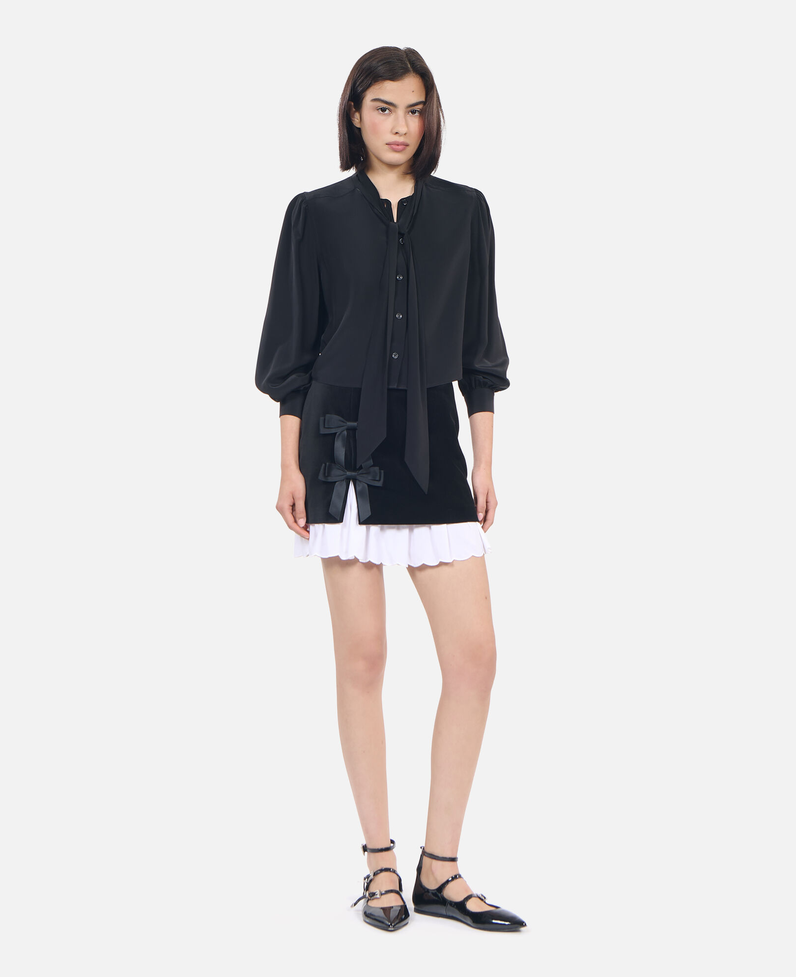 The Kooples WOMEN BLACK short black silk shirt