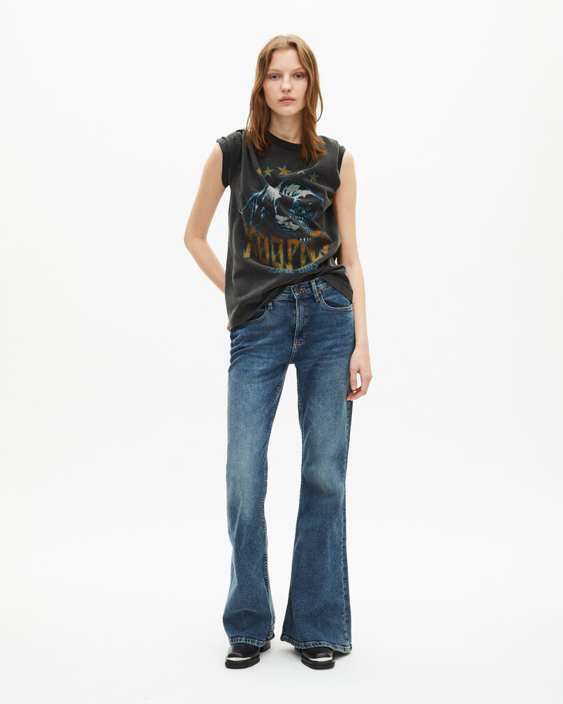 The Kooples FEMME BLACK WASHED t-shirt sérigraphie noir délavé