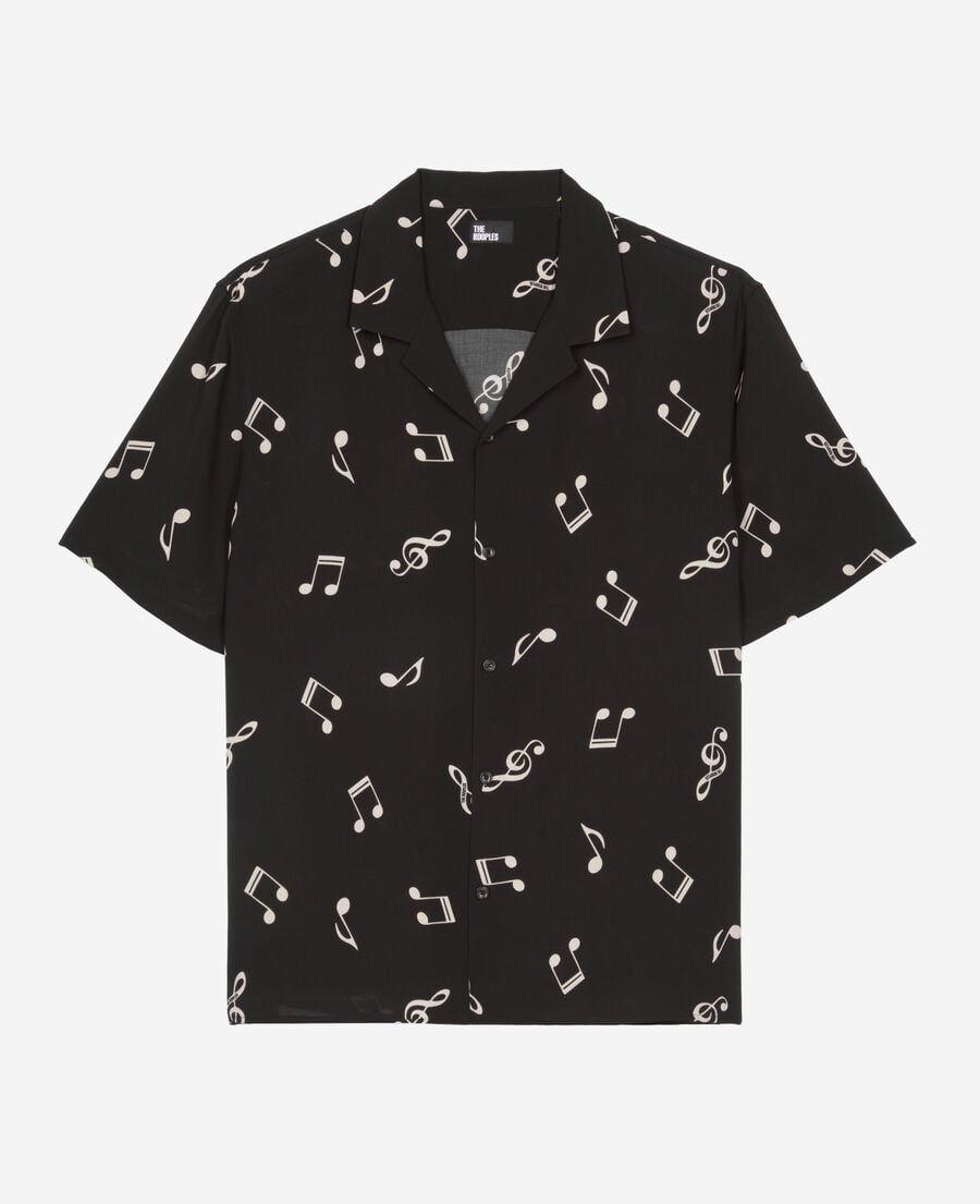 The Kooples MEN BLACK WHITE music print short sleeve shirt