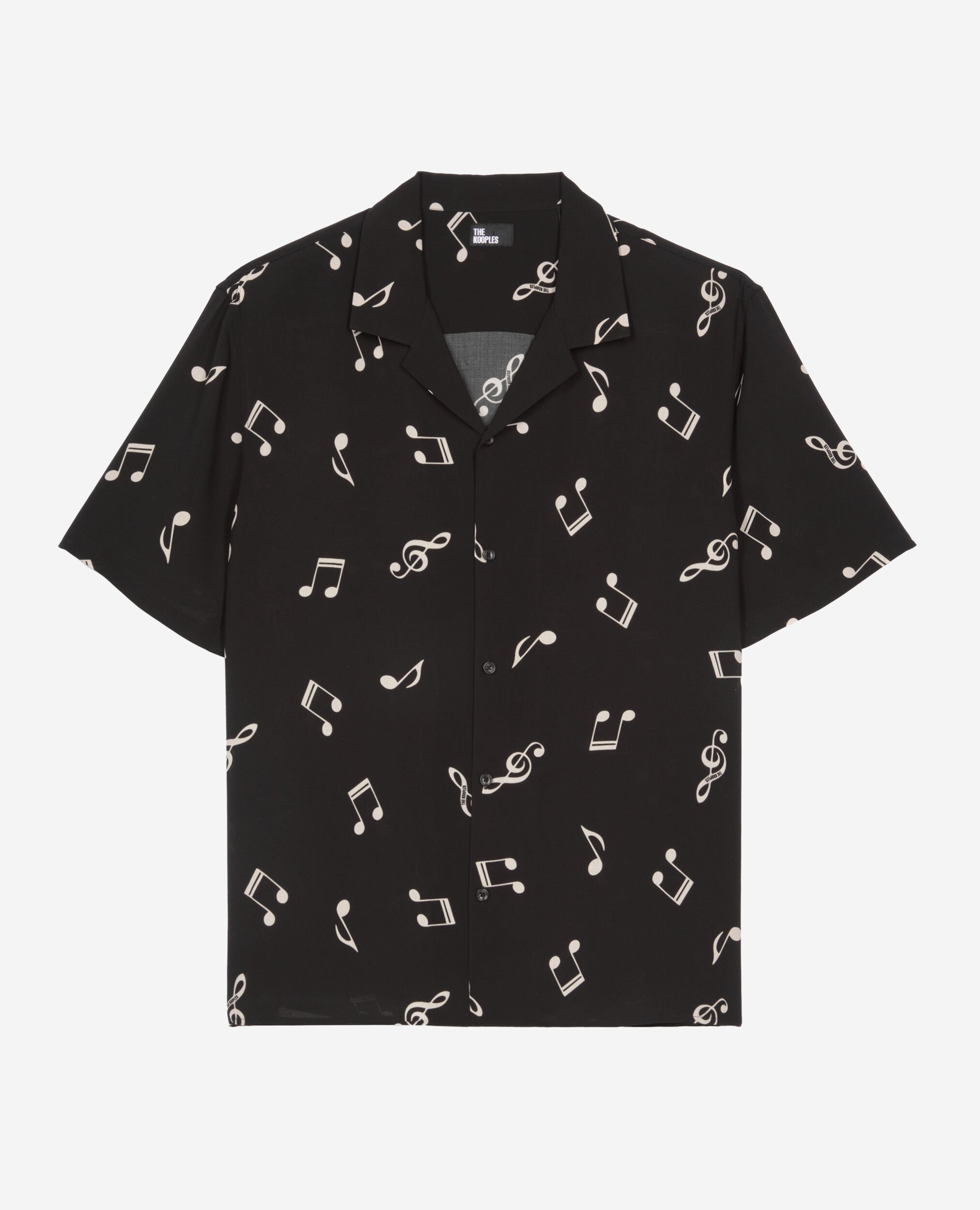 Camiseta de manga corta con estampado musical, BLACK WHITE, hi-res image number null
