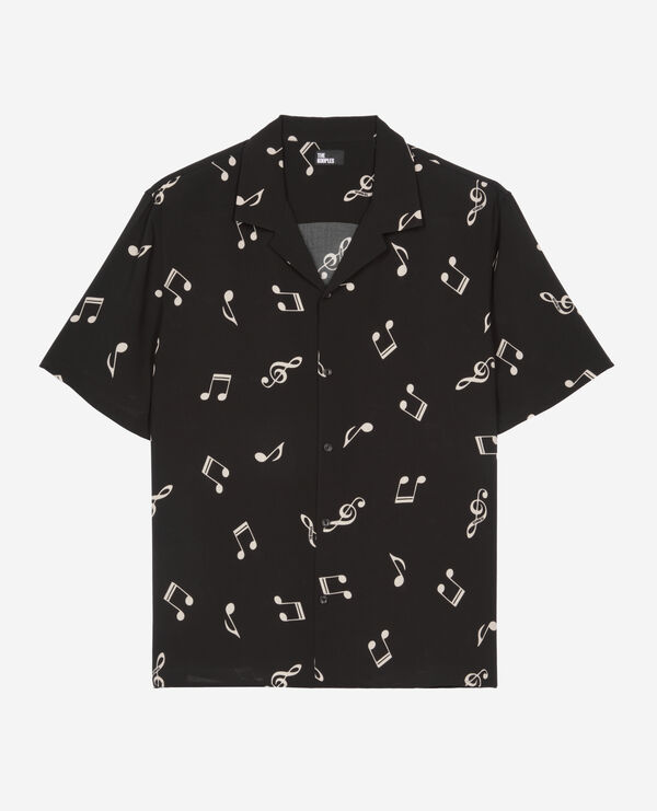 The Kooples HOMME BLACK WHITE chemise manches courtes imprimé musique
