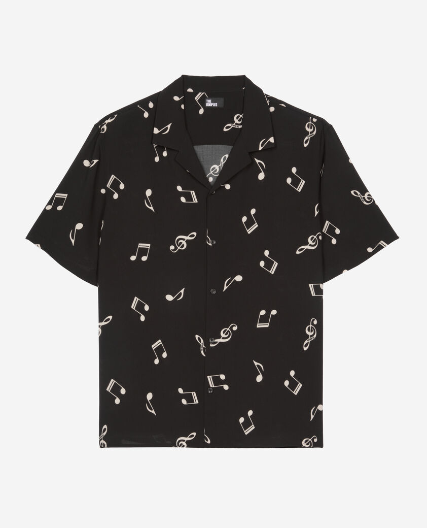 The Kooples MEN BLACK WHITE music print short sleeve shirt