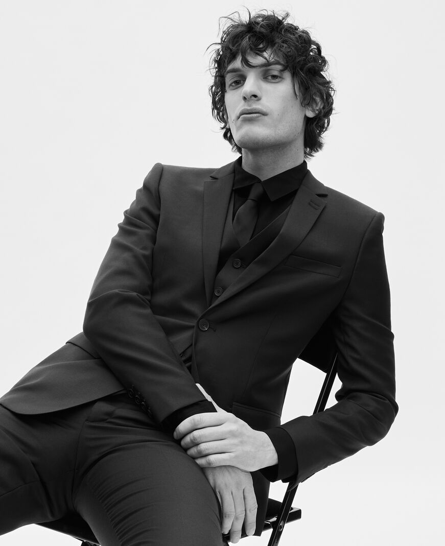 The Kooples MEN DARK NAVY blue straight wool suit jacket