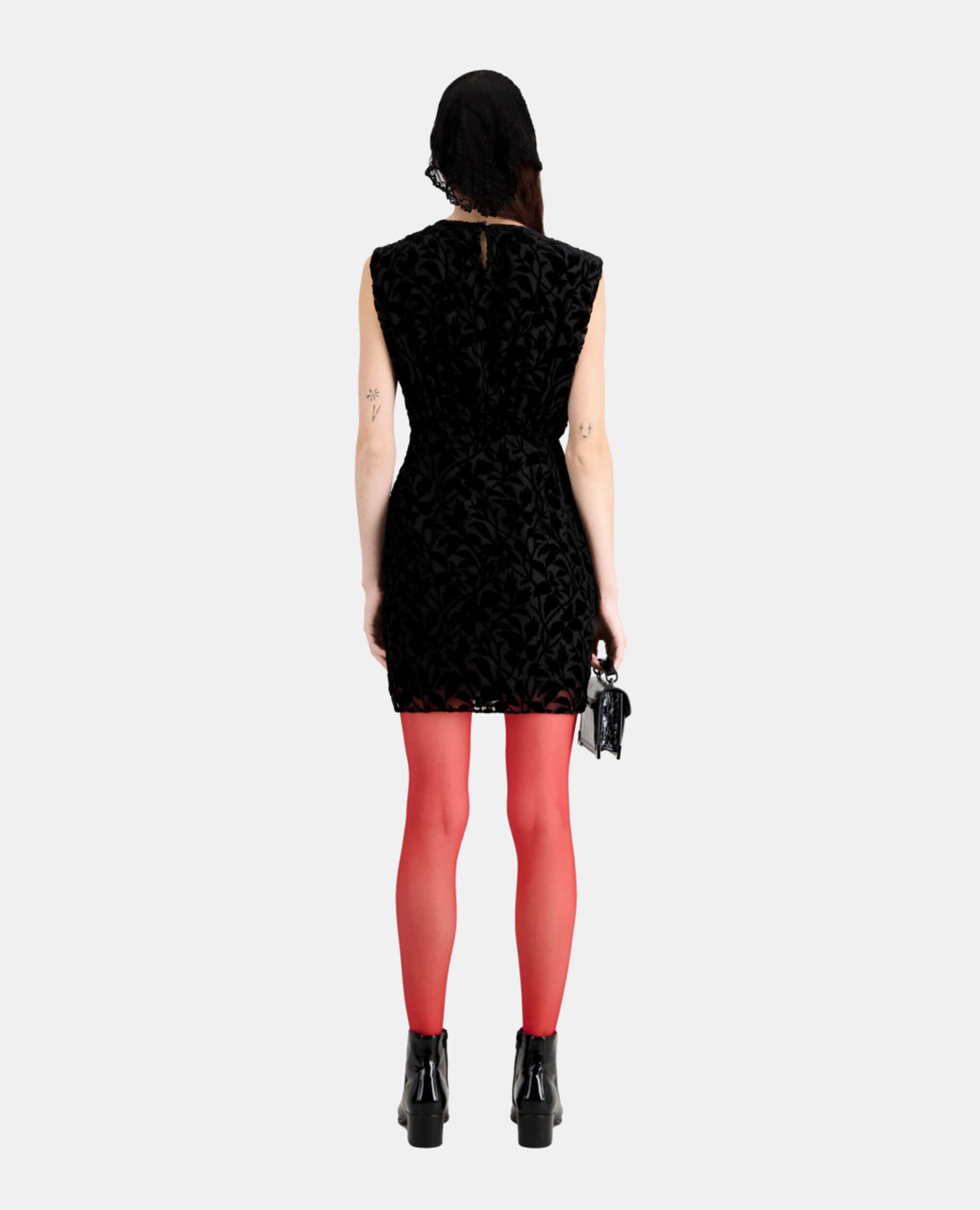 Robe courte noire en velours dévoré, BLACK, hi-res image number null