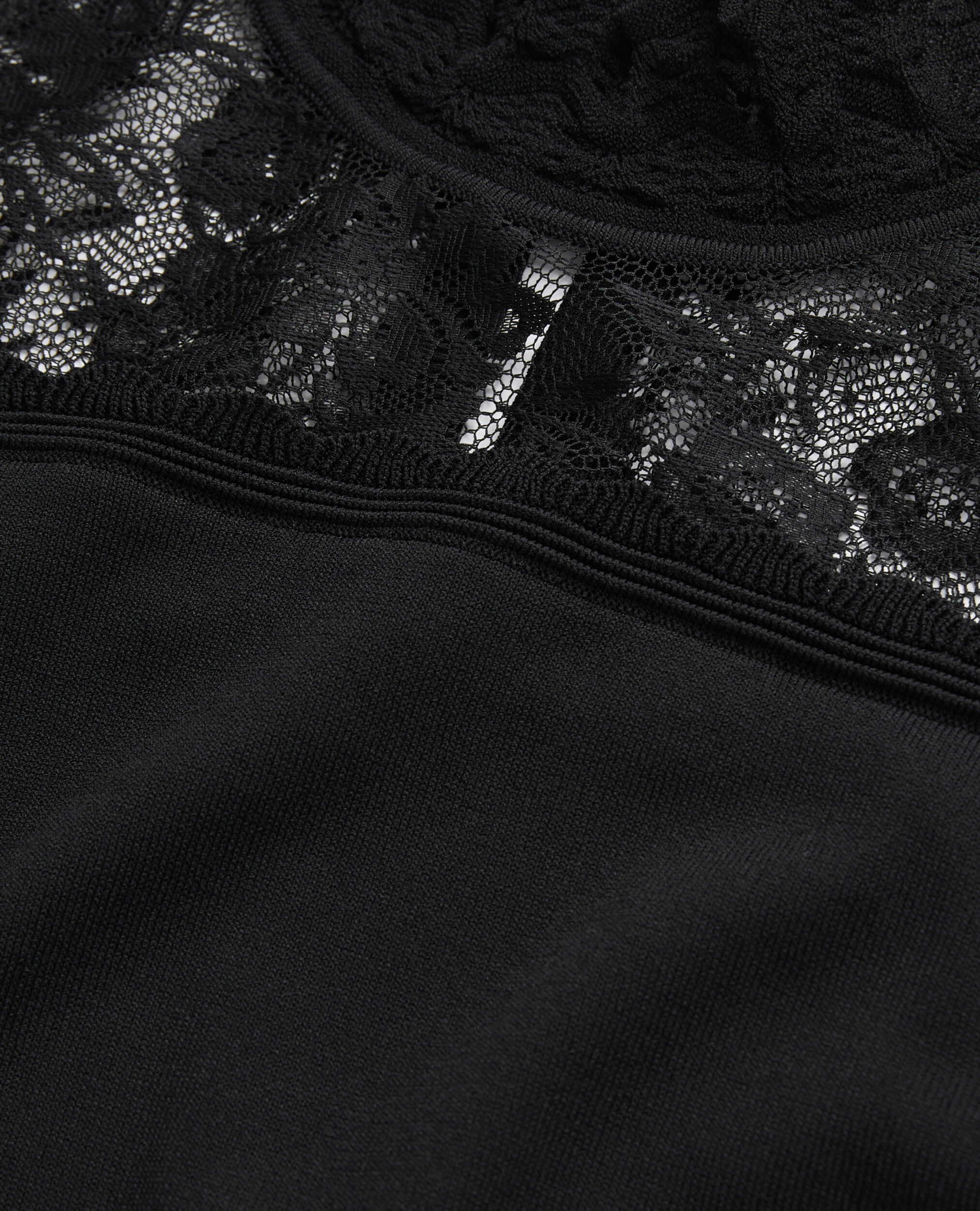 Schwarzer Pullover mit Spitzendetails, BLACK, hi-res image number null