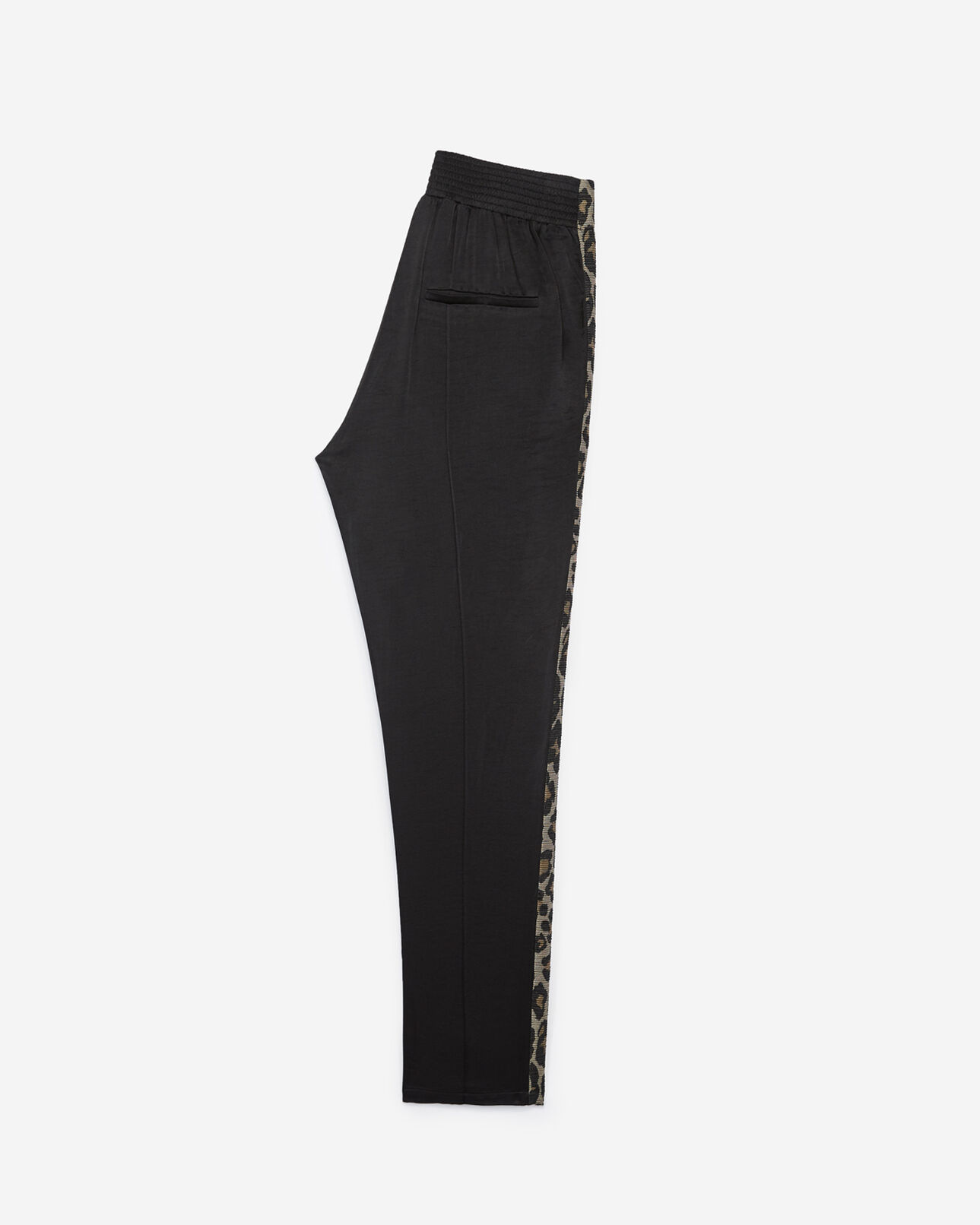 The Kooples WOMEN BLACK straight black viscose trousers w/side stripe