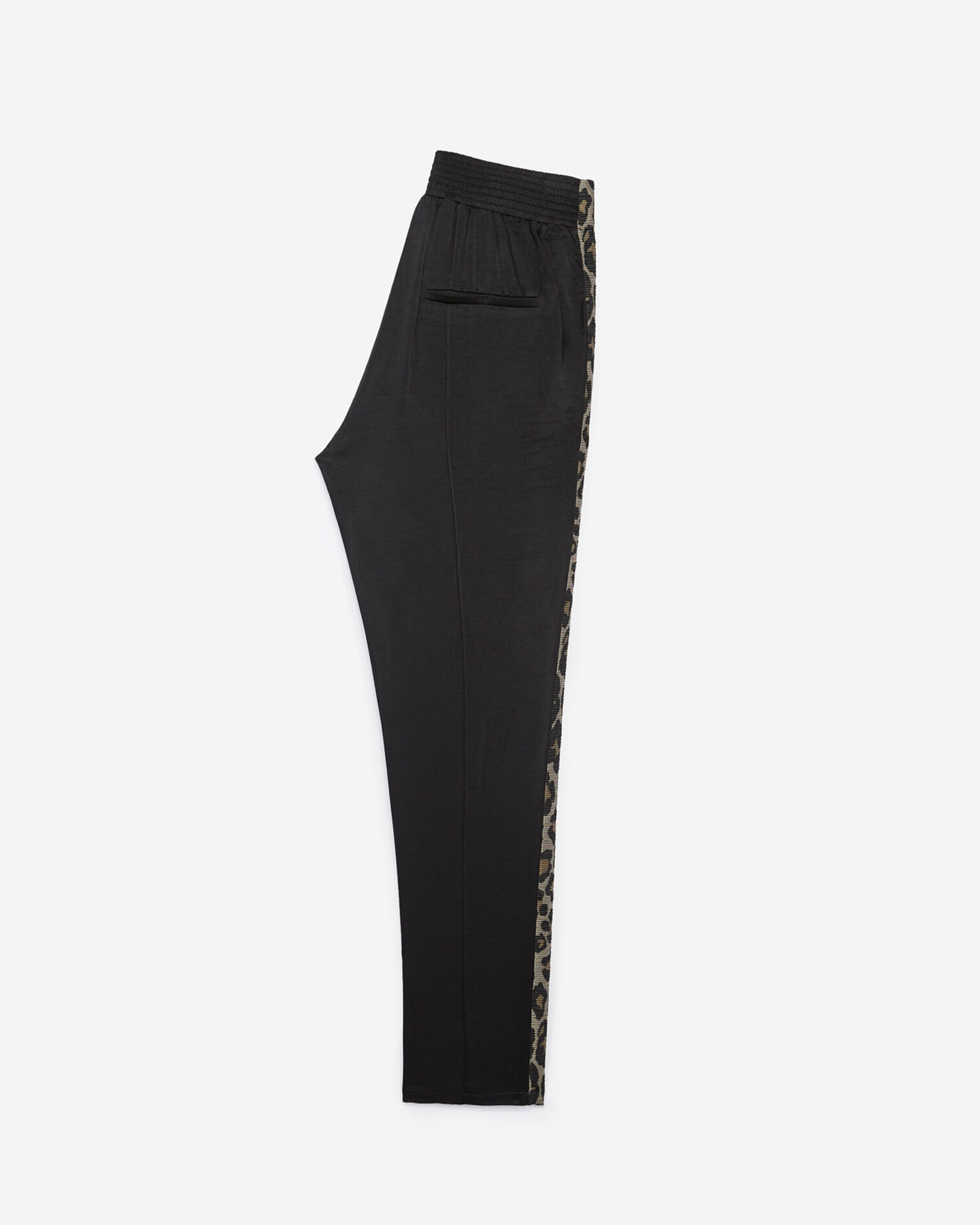 Straight black viscose trousers w/side stripe, BLACK, hi-res image number null