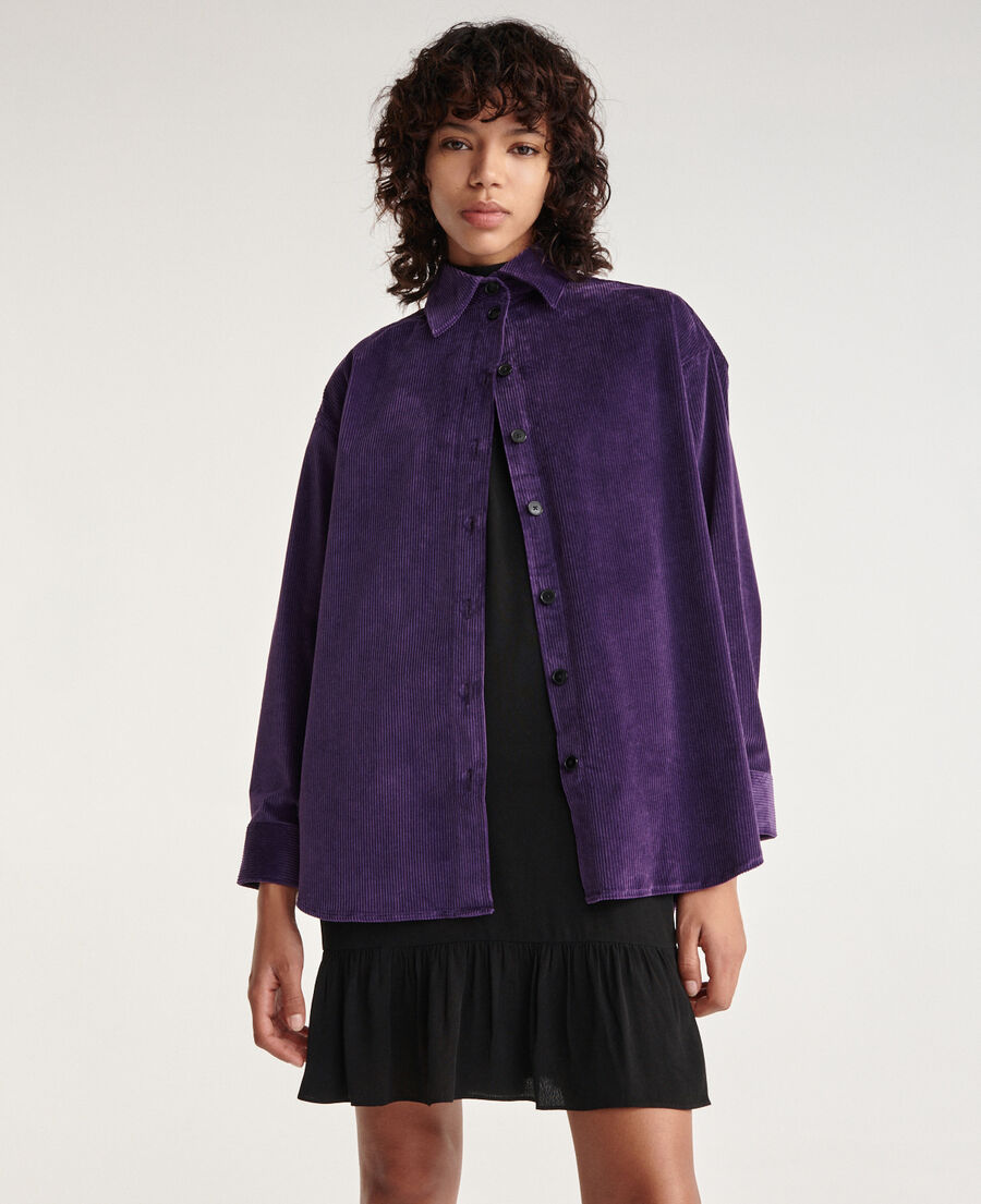 chemise violette ample velours côtelé