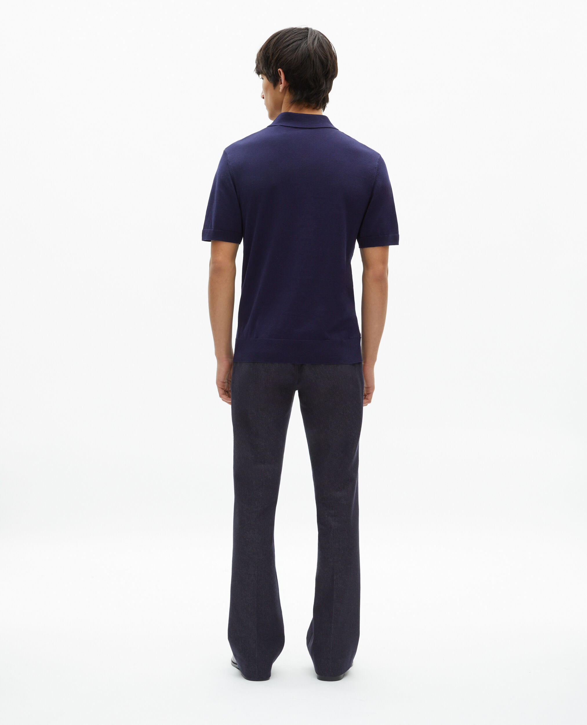 Navy blue knit polo, NAVY, hi-res image number null