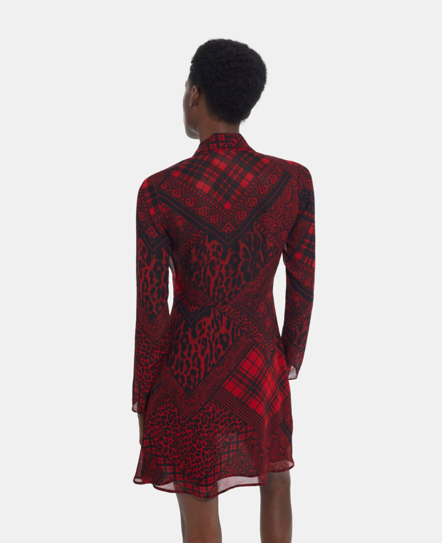 Robe courte imprim?�e rouge | The Kooples - France
