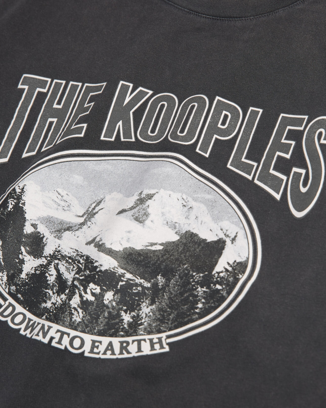 The Kooples WOMEN BLACK WASHED black cotton t-shirt with mountain print