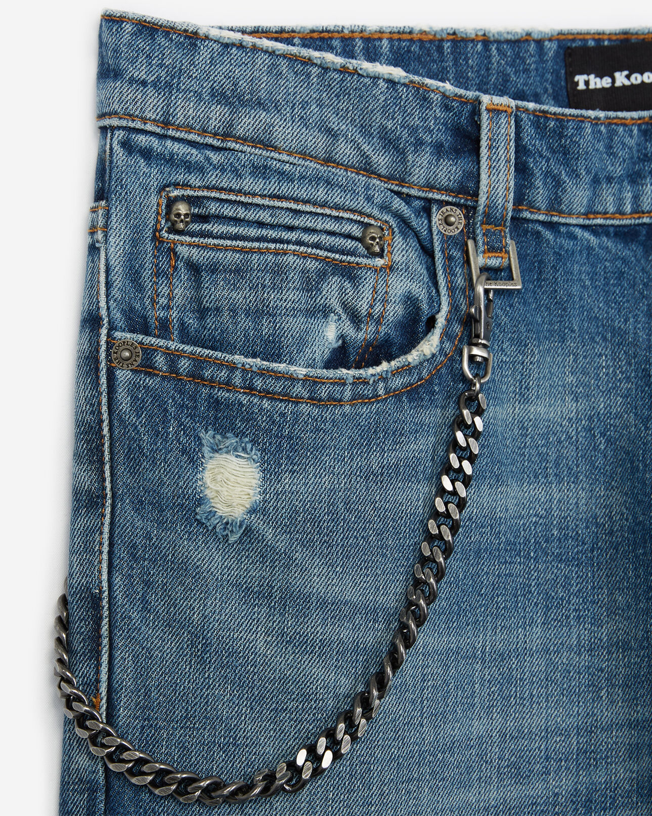 The Kooples HERREN LIGHT BLUE hellblaue jeans mit waschungen und destroyed-details