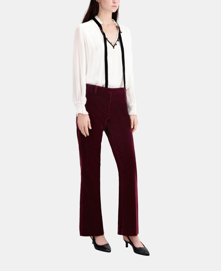burgundy velvet suit trousers