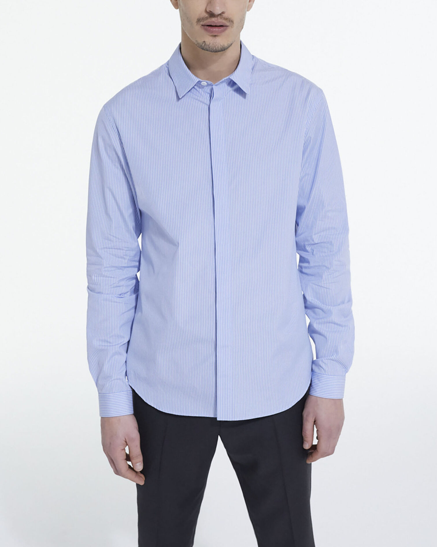 Chemise col classique à rayures, WHITE / SKY BLUE, hi-res image number null