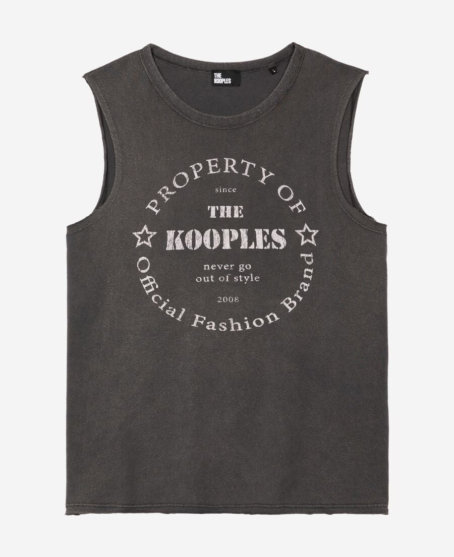 The Kooples DAMEN BLACK WASHED tanktop mit verwaschenem schwarzem siebdruck