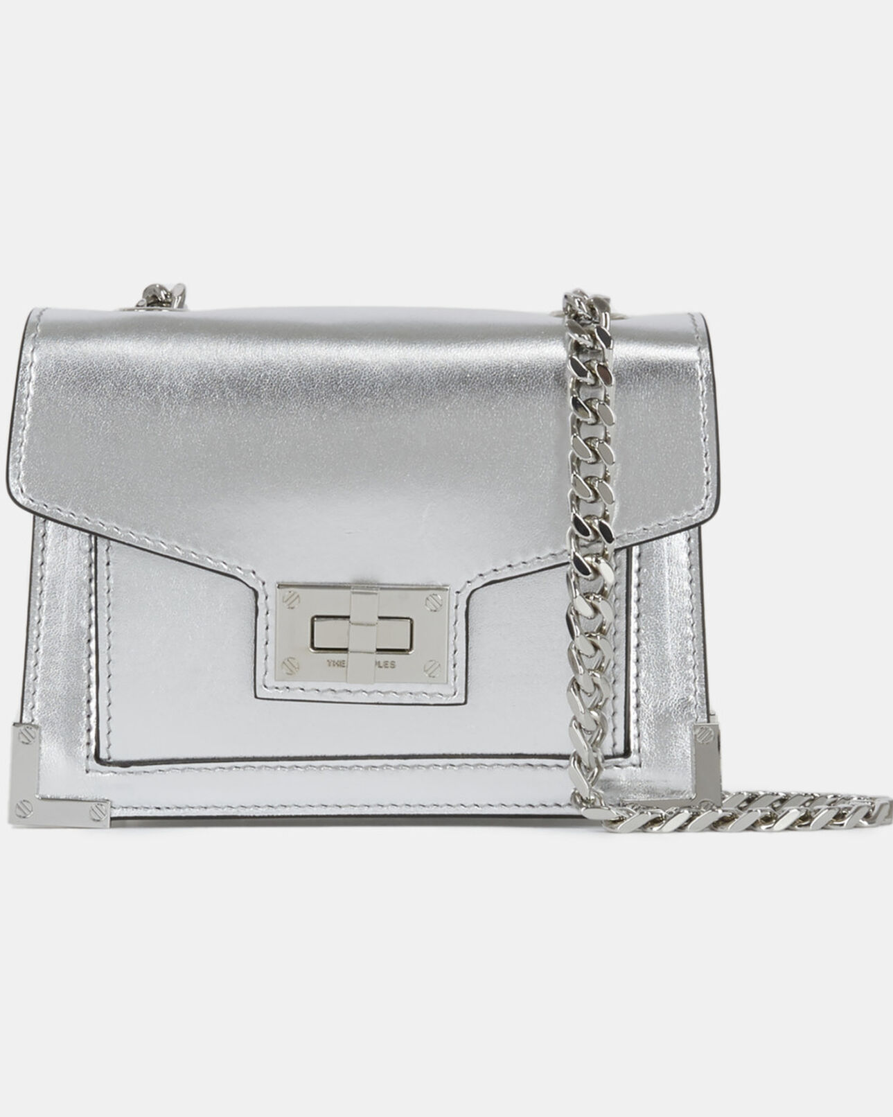 The Kooples FEMME SILVER sac emily nano en cuir argenté