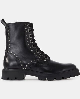 The Kooples WOMEN BLACK black leather ranger boots