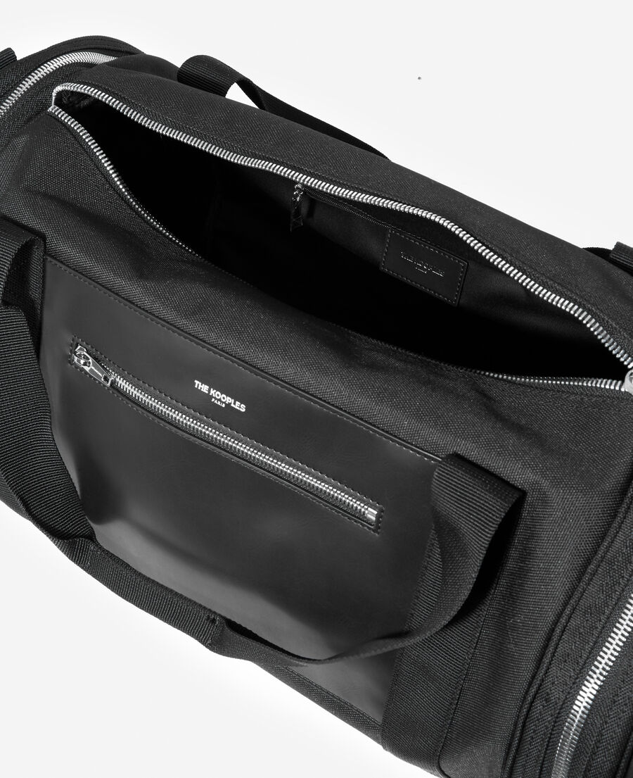 Black nylon sports bag with a leather pocket The Kooples US
