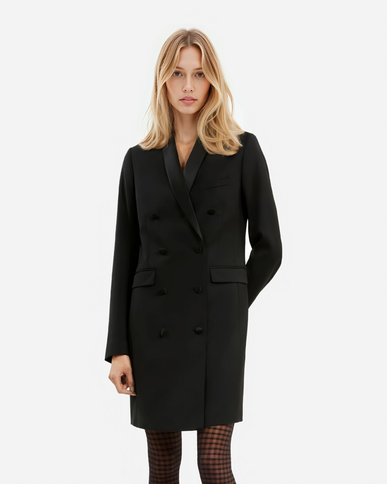 The Kooples FEMME BLACK robe tailleur longue noire
