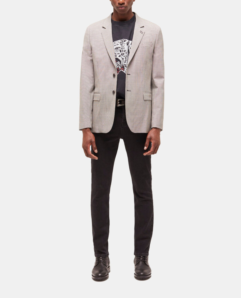 The Kooples HERREN ECRU BLACK graue anzugjacke aus wolle mit motiven