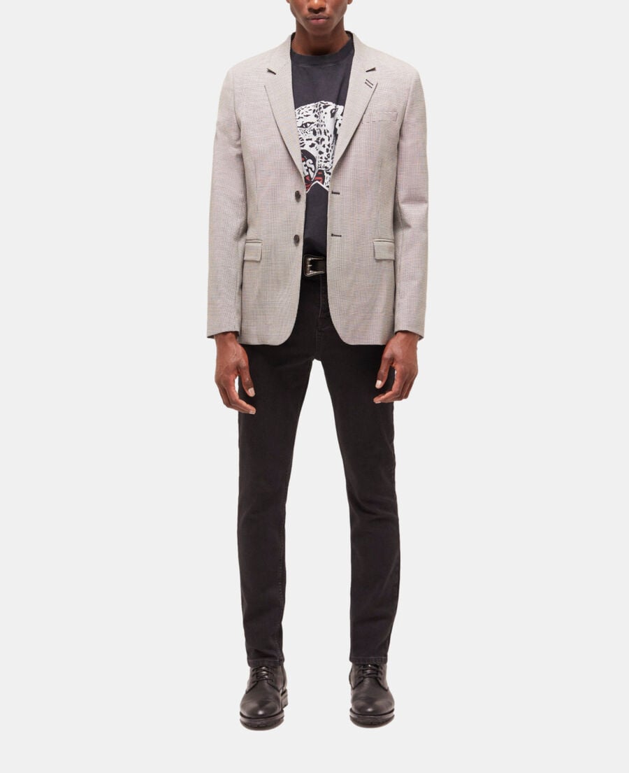 The Kooples HERREN ECRU BLACK graue anzugjacke aus wolle mit motiven