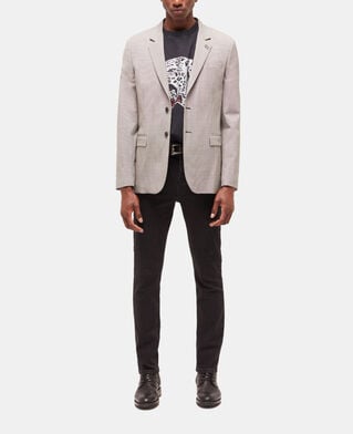 The Kooples HERREN ECRU BLACK graue anzugjacke aus wolle mit motiven