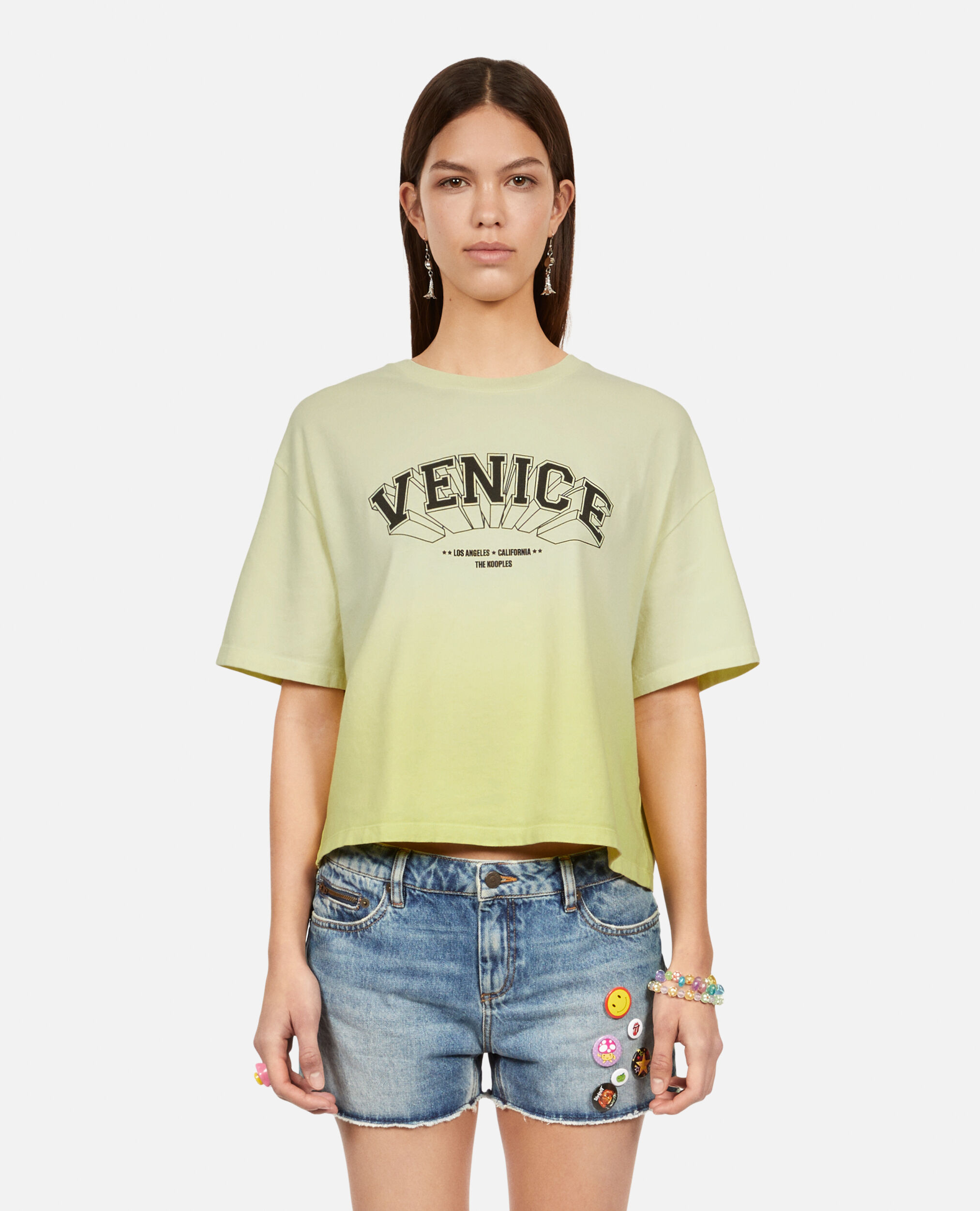T-shirt jaune dégradé avec sérigraphie Venice, BRIGHT YELLOW, hi-res image number null