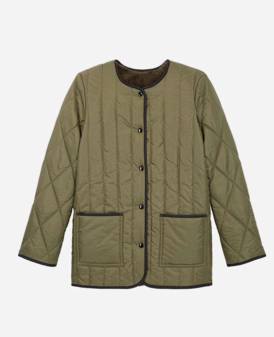 Khaki reversible faux fur jacket | The Kooples - US