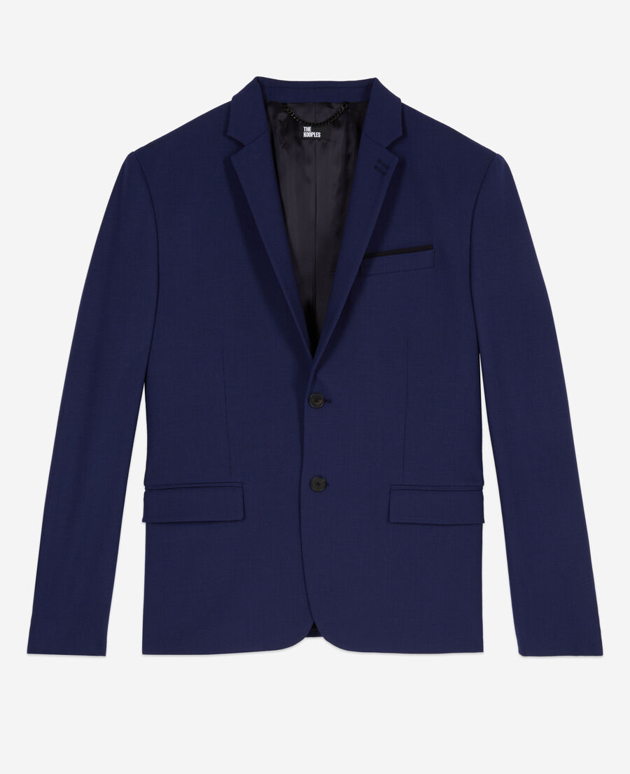 bright blue wool suit jacket