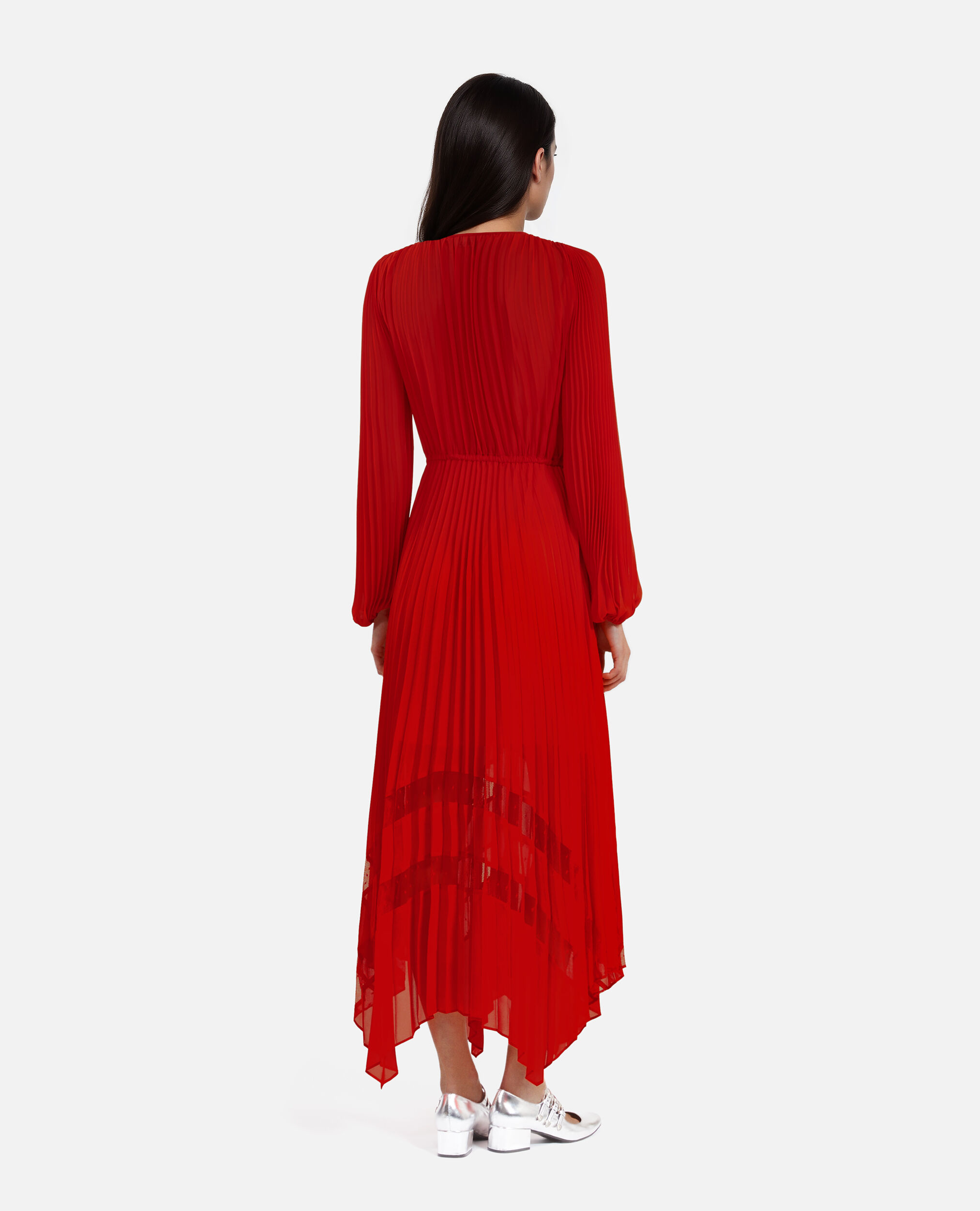 Robe longue plissée rouge, RED, hi-res image number null