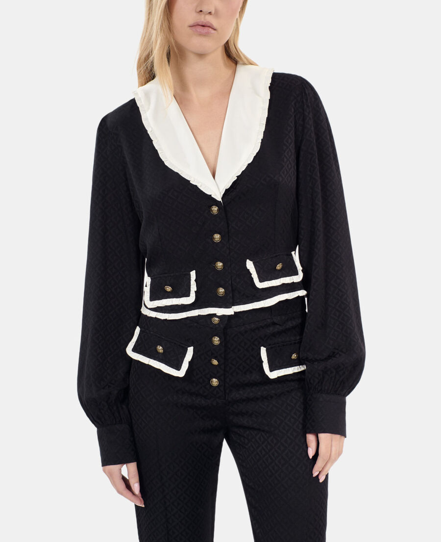 The Kooples F BLACK black ruffled top