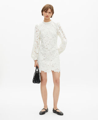 The Kooples DAMEN ECRU kurzes kleid aus ecrufarbener blumenspitze