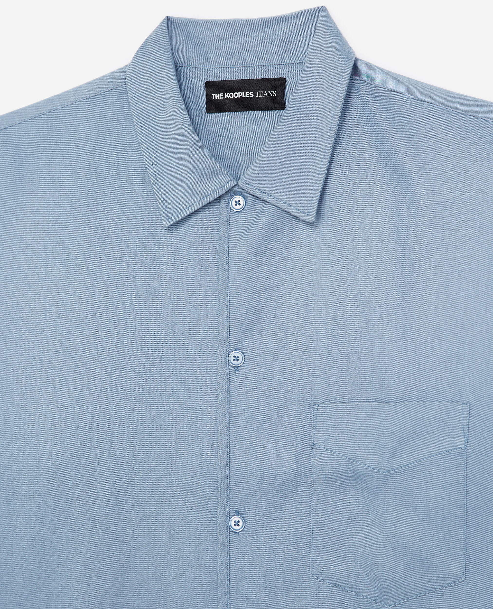 Blue classic-collar shirt with pocket, BLUE GREY, hi-res image number null