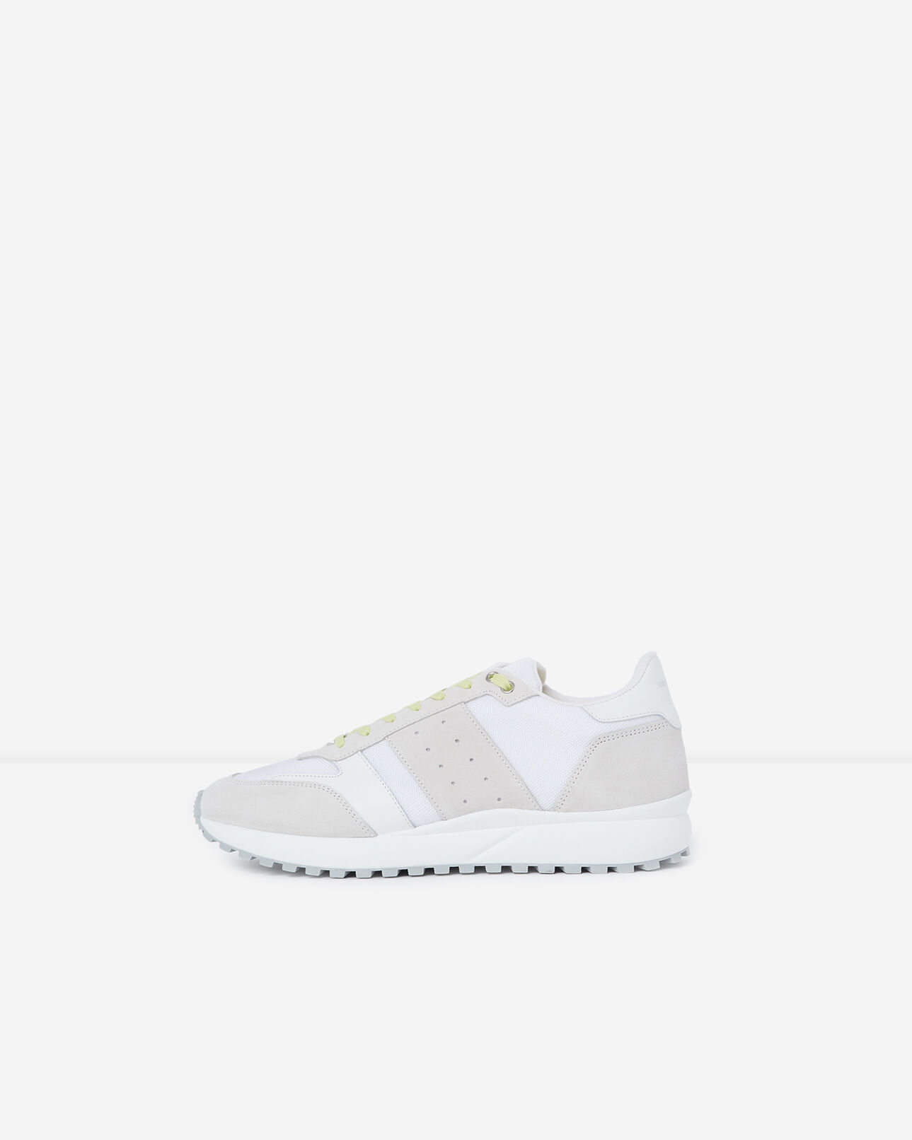 The Kooples MEN GREEN-WHITE white retro trainers with textured tread sole
