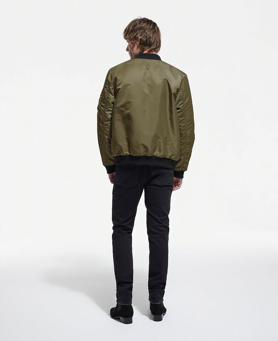 khaki bomber jacket with leopard lining