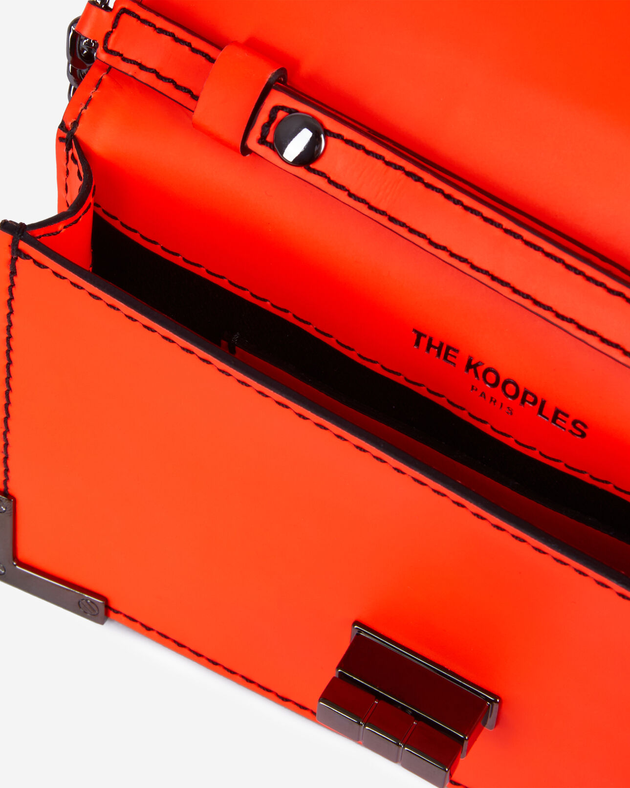 The Kooples FEMME ORANGE FLUO pochette emily small en cuir orange