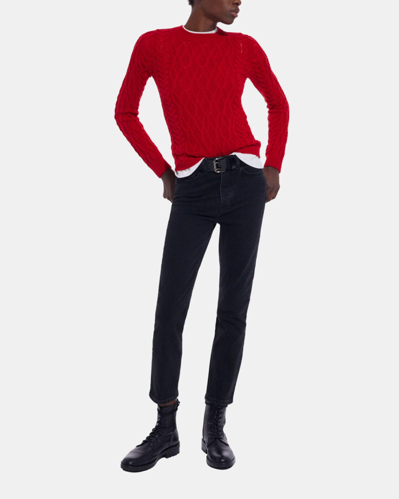 The Kooples FEMME TANGO RED pull en laine rouge