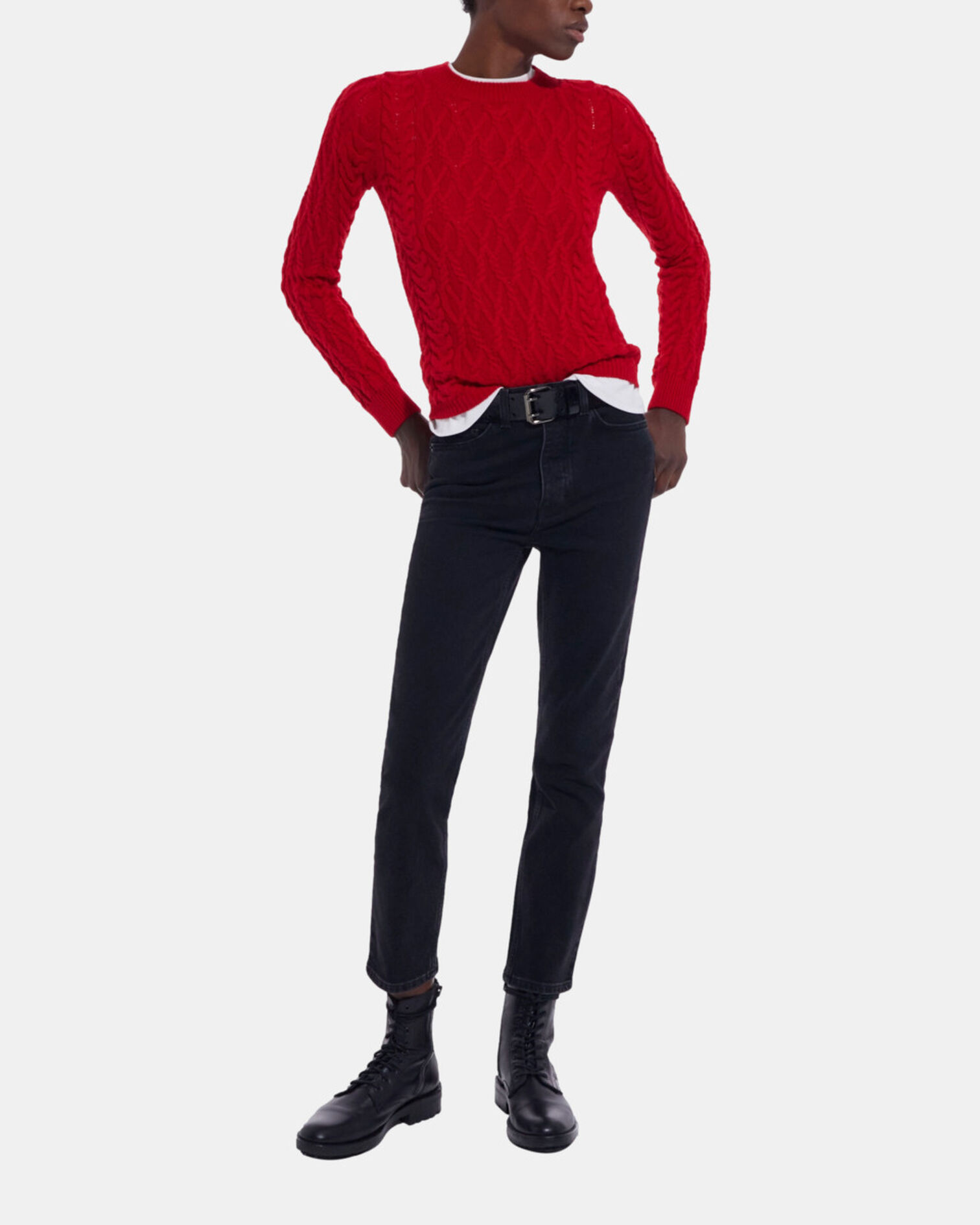 Pull en laine rouge, TANGO RED, hi-res image number null