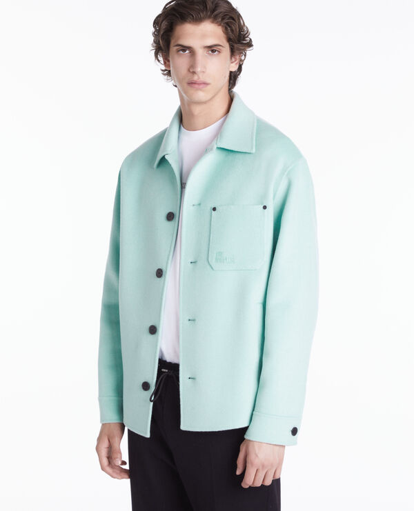 chaqueta tipo sobrecamisa verde lana