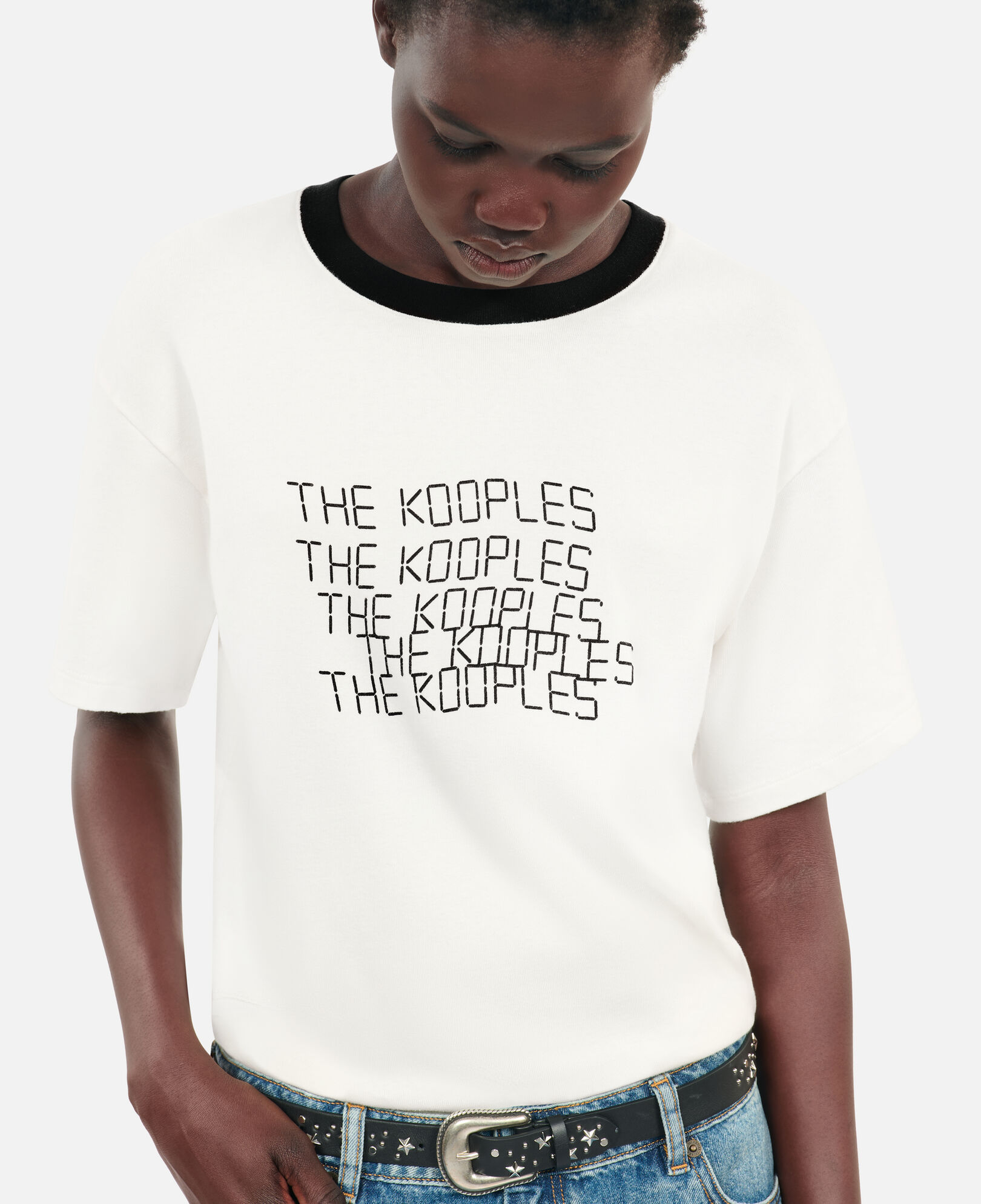 The Kooples WOMEN ECRU ecru tk waves serigraphy t-shirt
