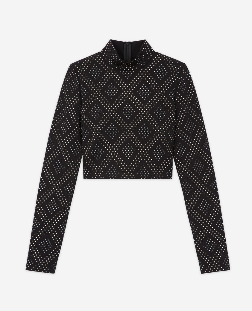 The Kooples WOMEN BLACK black top with rhinestones