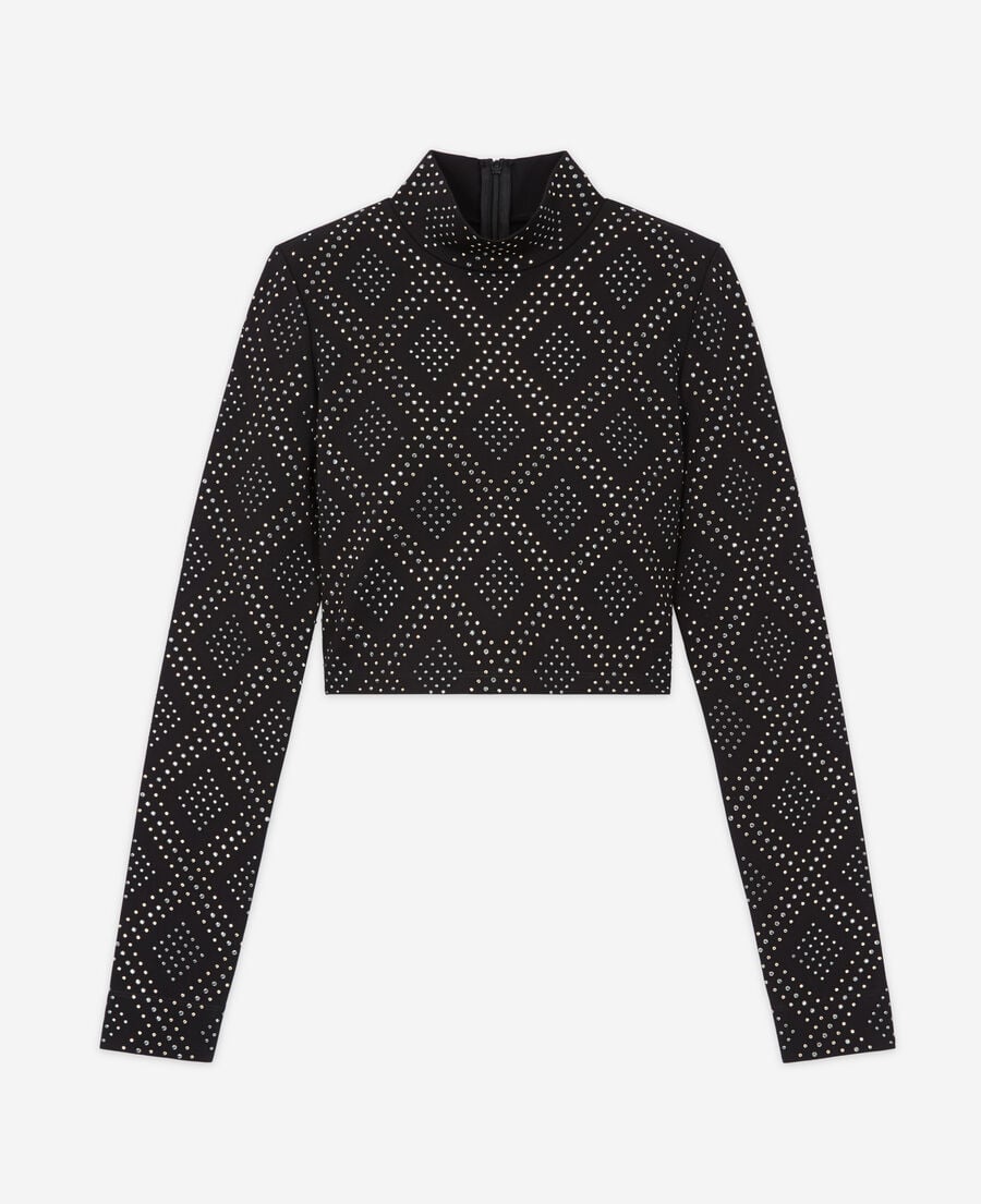 The Kooples DAMEN BLACK schwarzes top mit strassbesatz