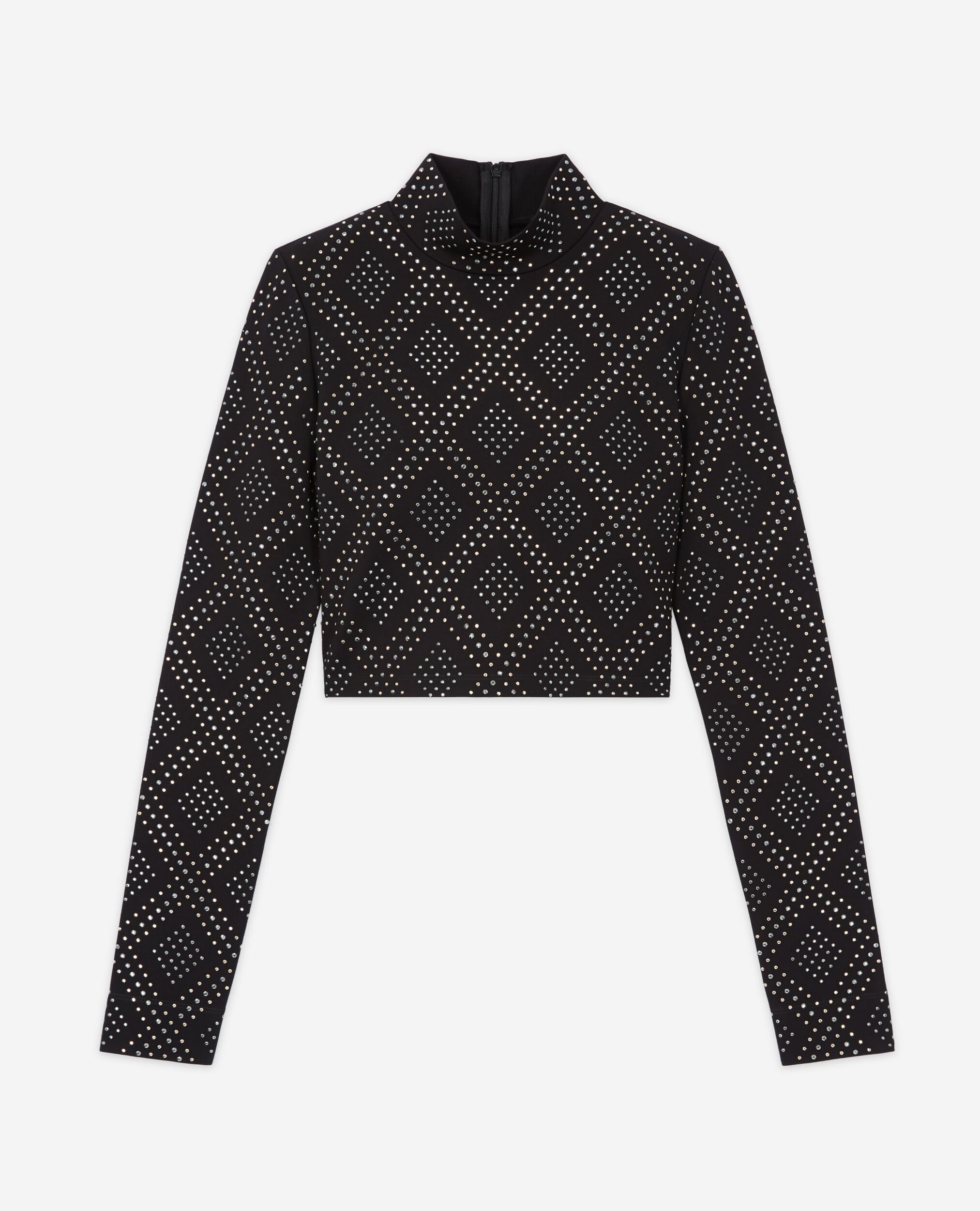 Schwarzes Top mit Strassbesatz, BLACK, hi-res image number null