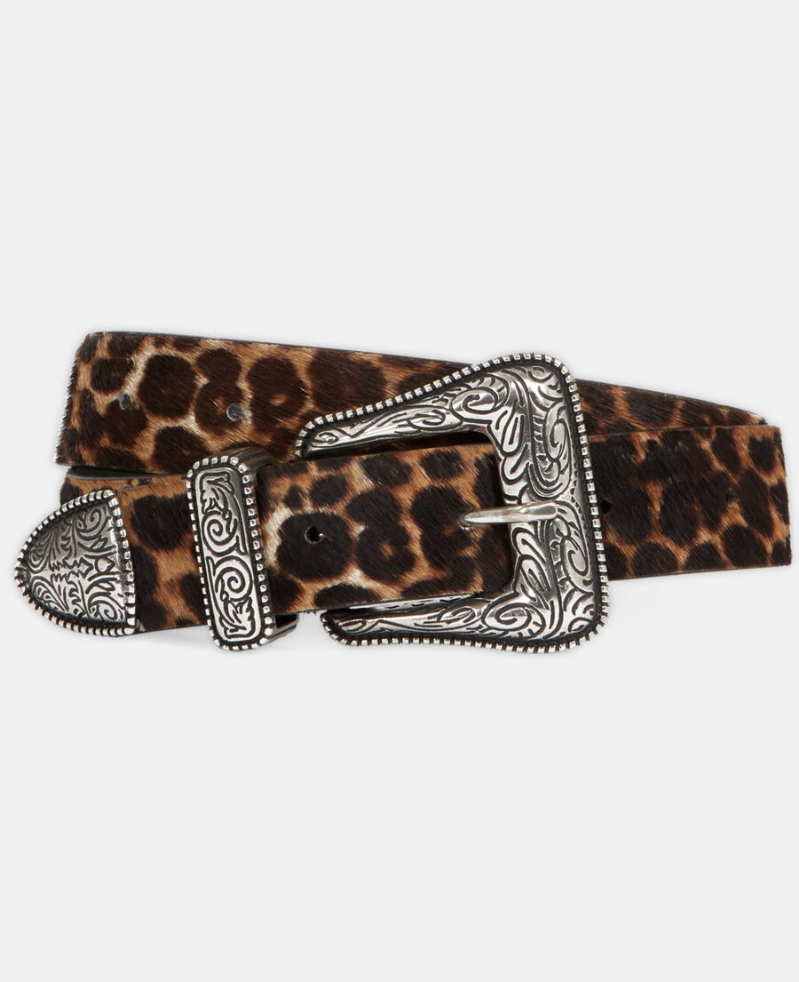 cinturón fino de piel leopardo