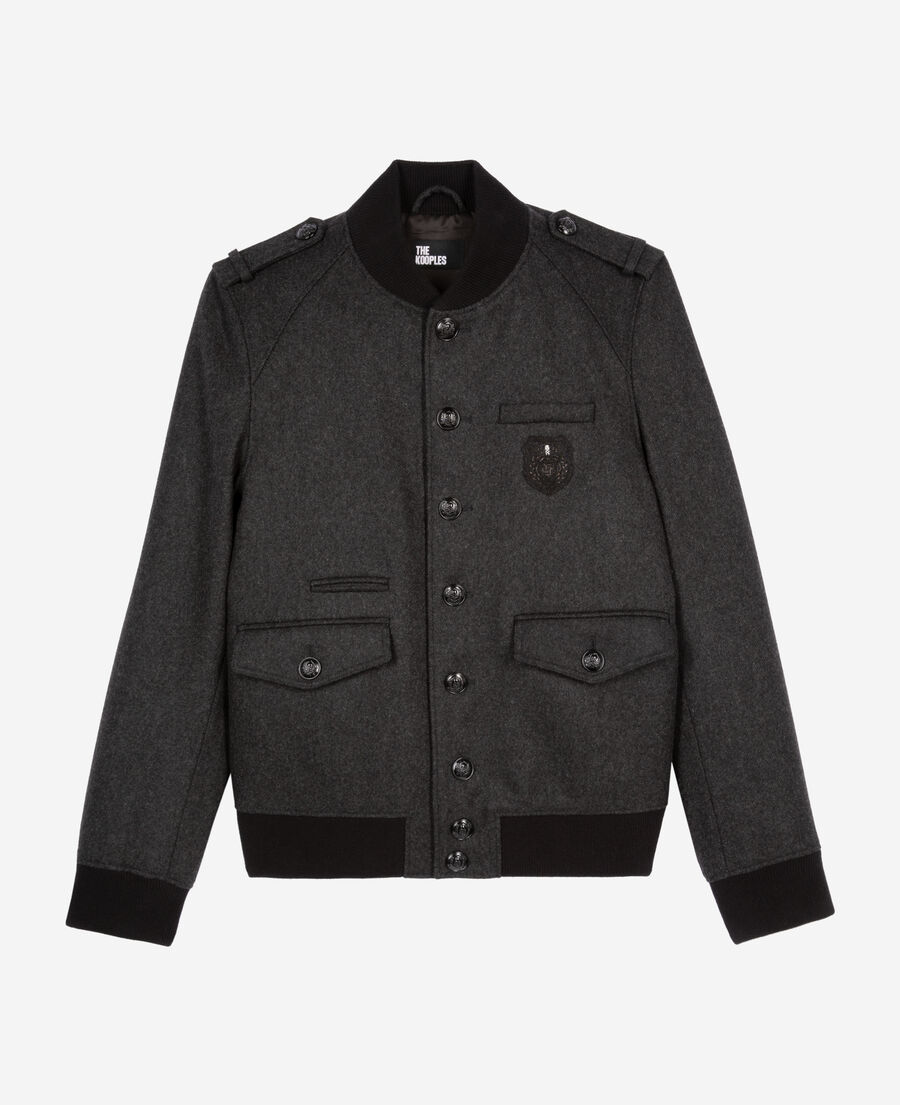 The Kooples HOMME DARK GREY blouson teddy gris