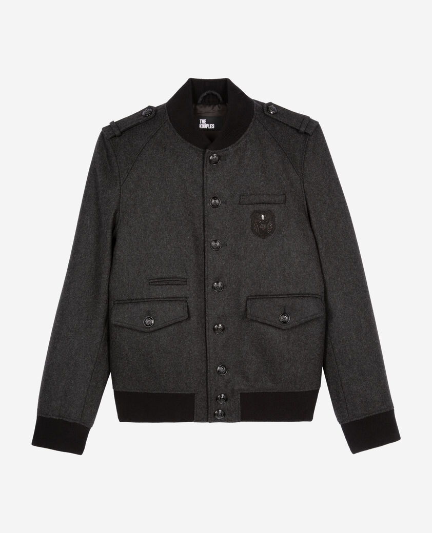 The Kooples HOMME DARK GREY blouson teddy gris