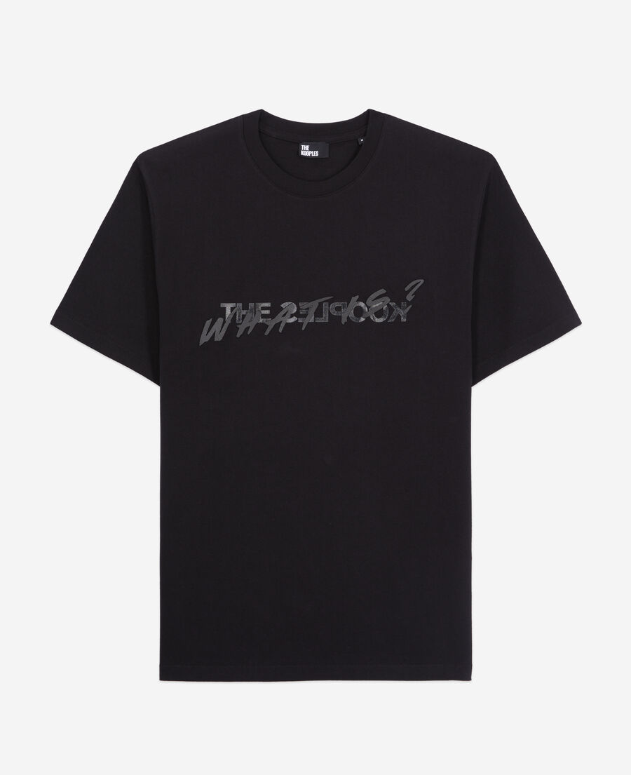 The Kooples HERREN BLACK schwarzes t-shirt mit „what is“-schriftzug